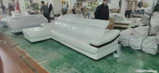 【大厂仿真皮沙发】实木框架，高回弹海绵45密度。全新包装，质量非常好，3.6米右贵妃 - 泰安28生活网 ta.28life.com